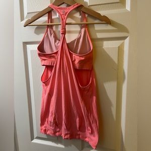 Lululemon 4 coral tank top built in bra tiny snags super cute